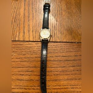 Seiko black leather band watch